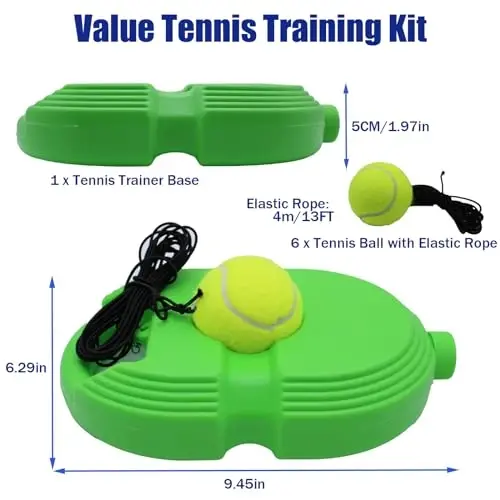 Magicorange Tennis Trainer 6 ta arqonli to'pli qaytarma to'pi, yangi boshlanuvchilar uchun o'z-o'zidan tennis mashg'ulotlari uchun yakka tennis mashg'ulotlari uskunalari - Magicorange (1)