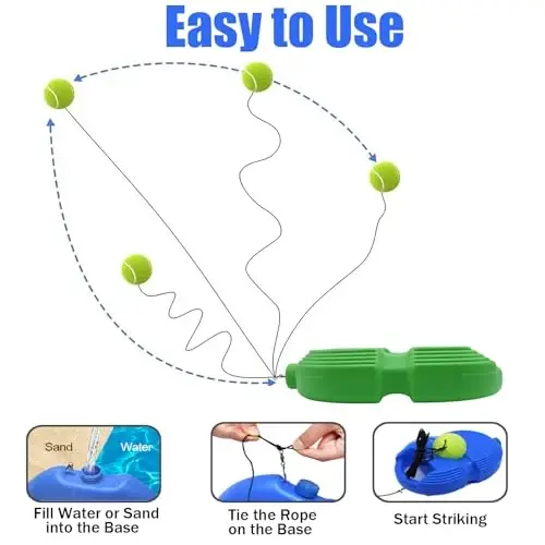 Magicorange Теннисный Тренажер Rebound Ball с 6 Строковыми Мячами, Оборудование для Самостоятельной Тренировки Тенниса для Начинающих - 4