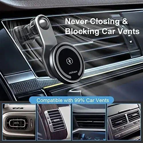 MAGJIEYX avtomatik moslashuvchan magnit simsiz zaryadlovchi iPhone 12/13/14/15/16Pro Max/Plus/Mini/Magsafe g'ilofi uchun Magsafe avtomobil ushlagichi, tez 36W QC 3.0 adapterli shamollatish paneli va asboblar paneli telefon ushlagichi - 6