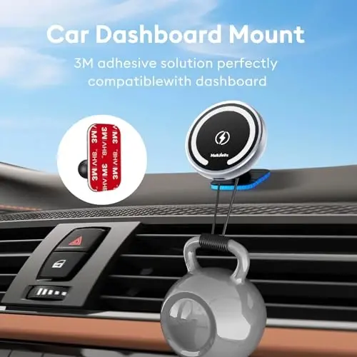 Magjieyx for Magsafe Car Mount Wireless Charger Magnetic Fast Charging Compatible with iPhone 15,14,13,12,Pro Max,Mini,Magsafe Case, Air Vent and Stick On Dashboard Car Phone Holder - 4