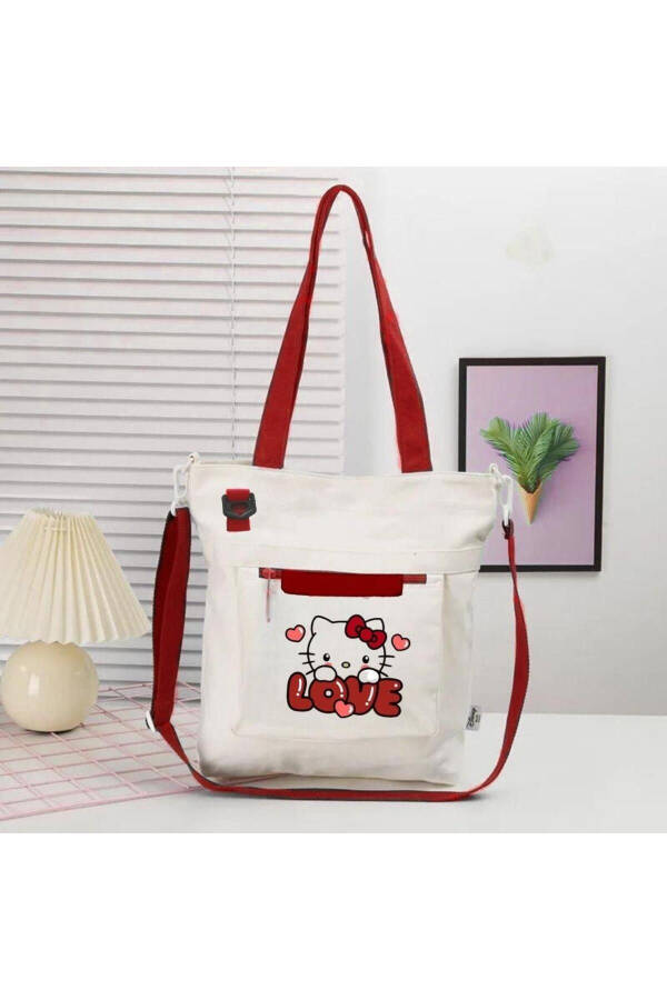 Magnaqia Love Hello Kitty Red Canvas Messenger Bag - 1