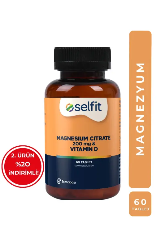 Magnesium Citrate 200 Mg & Vitamin D 60 Tablets - 1