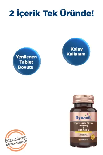Magnesium Citrate 200 Mg Vitamin D / 60 Tablets - DYNAVIT (1)