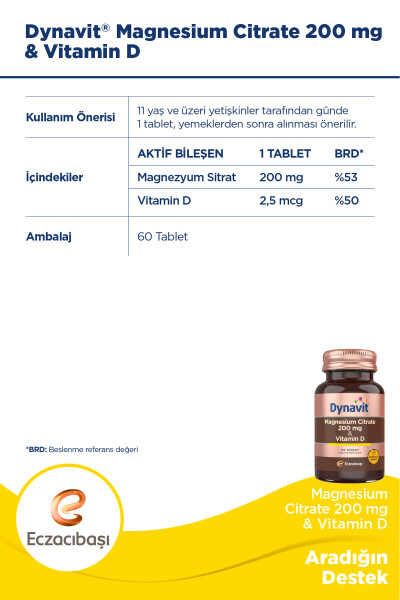 Magnesium Citrate 200 Mg Vitamin D / 60 Tablets - 3