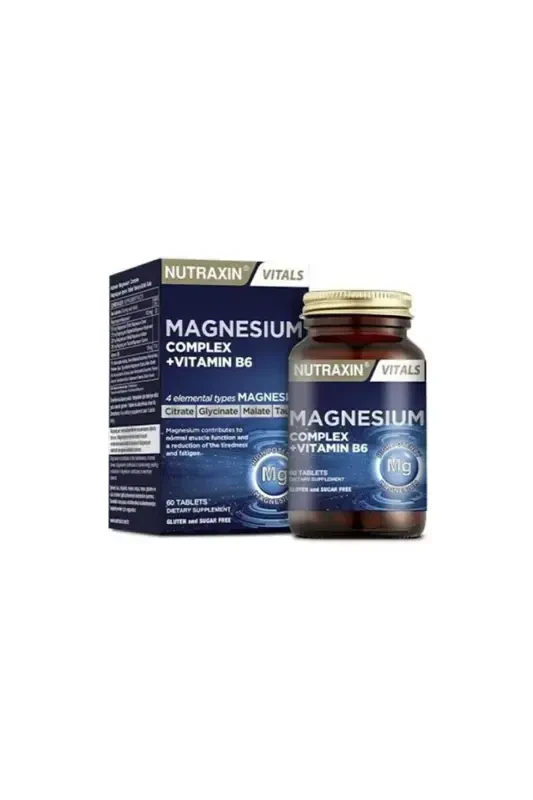 Magnesium Complex Vitamin B6 60 Tablets Citrate Bisglycinate Malate Taurate Dietary Supplement - 1
