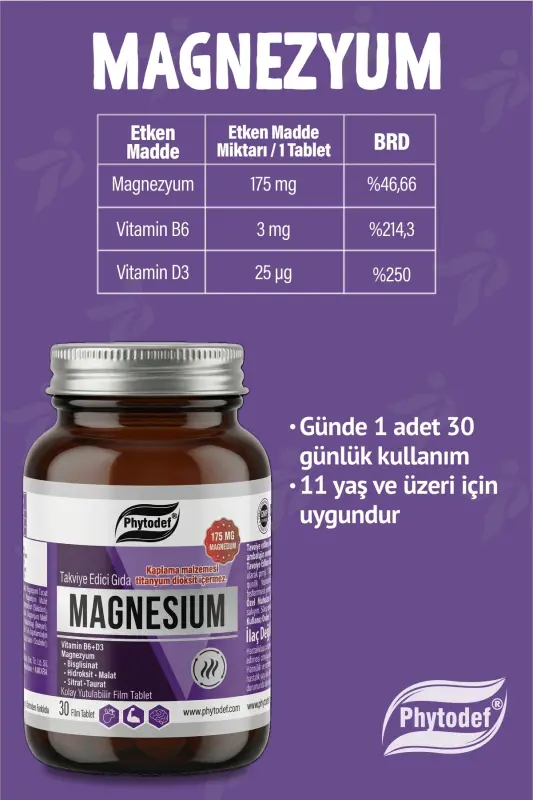 Magnesium Vitamin B6 D3 - 175mg Magnesium/ Tablet 30 Tablets (MAGNESIUM) - 5