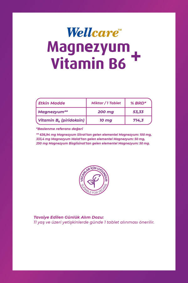 Magnesium+Vitamin B6 Dietary Supplement 30 Tablets - 2