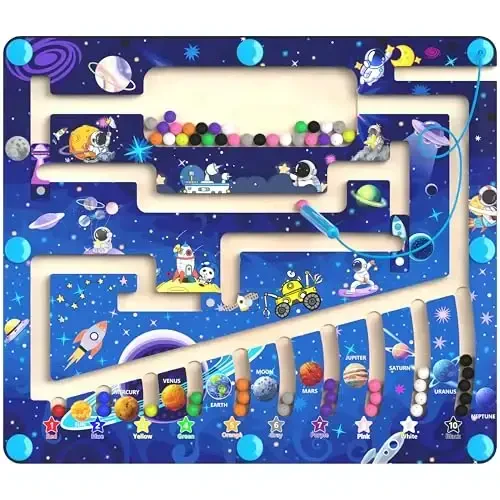 Magnetic Color and Number Maze - Montessori Toys for 3+ Year Old - Wooden Color Matching Learning Counting Puzzle Board -Toddler Activities Fine Motor Skills Toys for Boys Girls 3 4 5 Years Old - MAGNETIC