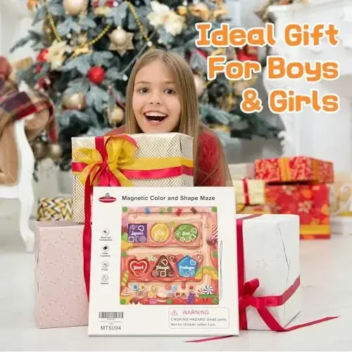 Magnetic Color & Shape Maze - 3 yoshli qiz bola uchun Montessori o'yinchoqlari, Rang va shakl saralash o'yinchoqlari, Bolalar uchun magnitli faoliyat jumboq taxtasi, Mayda motorli mahorat o'yini - 6