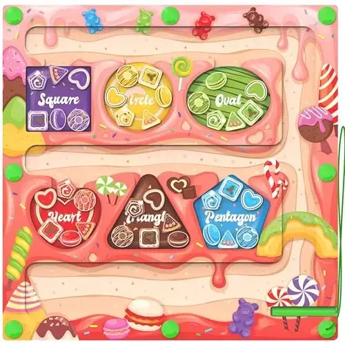 Magnetic Color & Shape Maze - Montessori Toys for 3 Years Old Girl Boy, Color and Shape Sorting Toy, Magnetic Activity Puzzle Board for Kids, Fine Motor Skill Game - 1