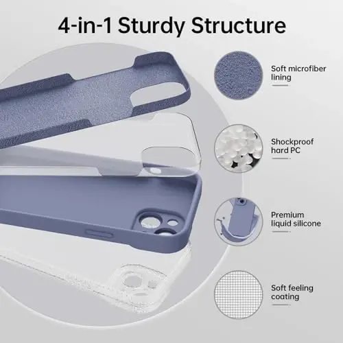 Magnetic for iPhone 15 Case with Screen Protector - Wireless Charging Compatible - Upgraded Camera Protection - Silicone Shockproof Protective Phone Case for iPhone 15 6.1