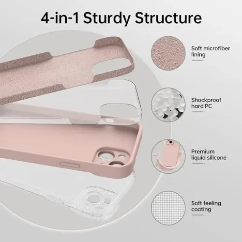 Magnetic for iPhone 15 Case with Screen Protector - Wireless Charging Compatible - Upgraded Camera Protection - Silicone Shockproof Protective Phone Case for iPhone 15 6.1