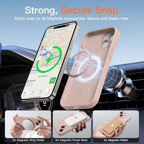 Magnetic for iPhone 15 Case with Screen Protector - Wireless Charging Compatible - Upgraded Camera Protection - Silicone Shockproof Protective Phone Case for iPhone 15 6.1