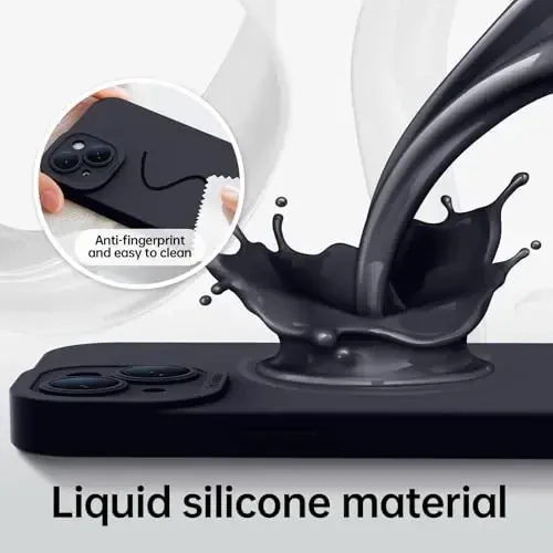 Magnetic for iPhone 15 Case with Screen Protector - Wireless Charging Compatible - Upgraded Camera Protection - Silicone Shockproof Protective Phone Case for iPhone 15 6.1