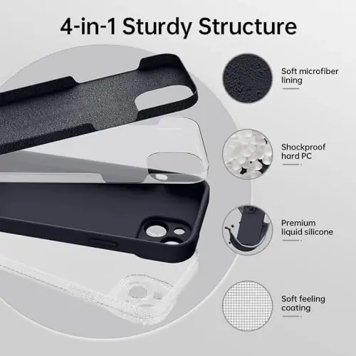 Magnetic for iPhone 15 Case with Screen Protector - Wireless Charging Compatible - Upgraded Camera Protection - Silicone Shockproof Protective Phone Case for iPhone 15 6.1