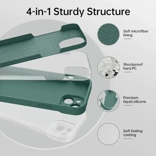 Magnetic for iPhone 15 Case with Screen Protector - Wireless Charging Compatible - Upgraded Camera Protection - Silicone Shockproof Protective Phone Case for iPhone 15 6.1