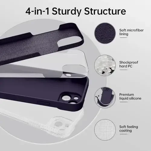 Magnetic for iPhone 15 Case with Screen Protector - Wireless Charging Compatible - Upgraded Camera Protection - Silicone Shockproof Protective Phone Case for iPhone 15 6.1