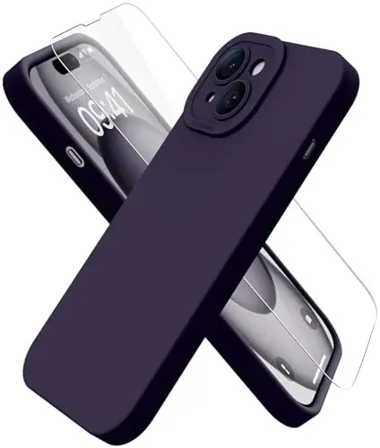 Magnetic for iPhone 15 Case with Screen Protector - Wireless Charging Compatible - Upgraded Camera Protection - Silicone Shockproof Protective Phone Case for iPhone 15 6.1