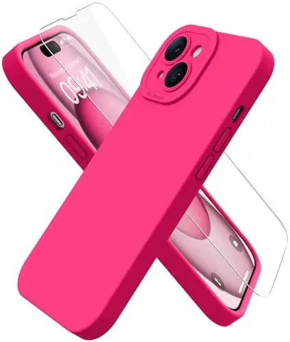 Magnetic for iPhone 15 Case with Screen Protector - Wireless Charging Compatible - Upgraded Camera Protection - Silicone Shockproof Protective Phone Case for iPhone 15 6.1