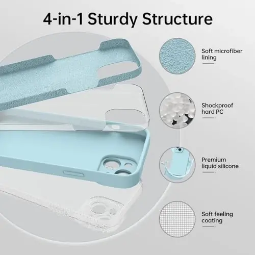 Magnetic for iPhone 15 Case with Screen Protector - Wireless Charging Compatible - Upgraded Camera Protection - Silicone Shockproof Protective Phone Case for iPhone 15 6.1