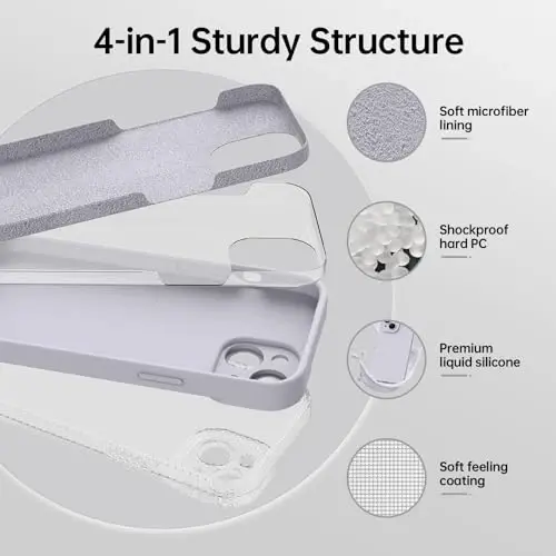 Magnetic for iPhone 15 Case with Screen Protector - Wireless Charging Compatible - Upgraded Camera Protection - Silicone Shockproof Protective Phone Case for iPhone 15 6.1