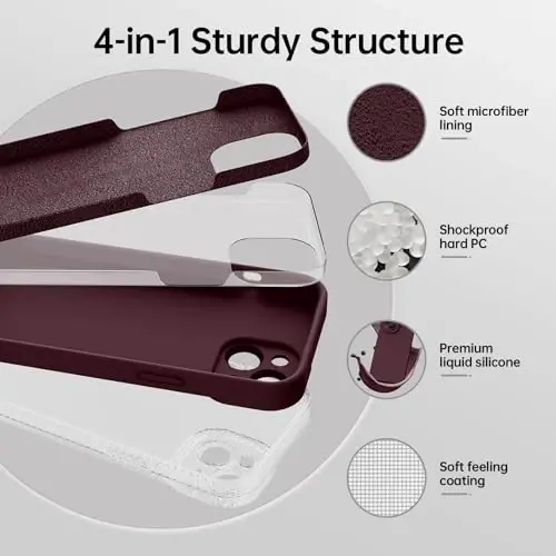 Magnetic for iPhone 15 Case with Screen Protector - Wireless Charging Compatible - Upgraded Camera Protection - Silicone Shockproof Protective Phone Case for iPhone 15 6.1