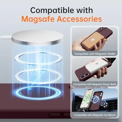 Kiresen for iPhone 16 Case with 2 Screen Protectors - Compatible with Magsafe - Upgraded Camera Protection - Liquid Silicone Protective Phone Case for Women,Girls - Plums Color - KIRESEN (1)