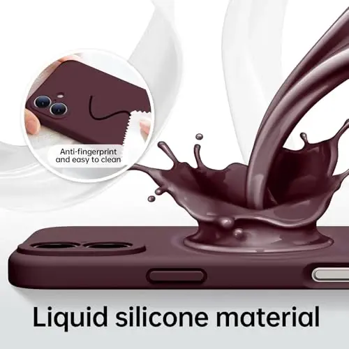 Kiresen for iPhone 16 Case with 2 Screen Protectors - Compatible with Magsafe - Upgraded Camera Protection - Liquid Silicone Protective Phone Case for Women,Girls - Plums Color - 5