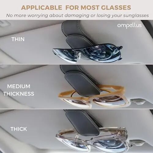 Magnetic Leather Car Sunglass Holder, Visor Sunglasses Holder Clip, 1 Pack | Suitable for Different Size Eyeglasses, Easy Opreation, Car Organziation Accessories - Magnetic (1)