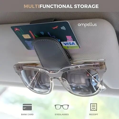 Magnetic Leather Car Sunglass Holder, Visor Sunglasses Holder Clip, 1 Pack | Suitable for Different Size Eyeglasses, Easy Opreation, Car Organziation Accessories - Magnetic (1)