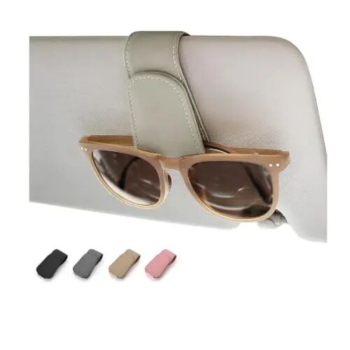 Magnetic Leather Car Sunglass Holder, Visor Sunglasses Holder Clip, 2 Pack | Suitable for Different Size Eyeglasses, Easy Opreation, Car Organziation Accessories - Magnetic