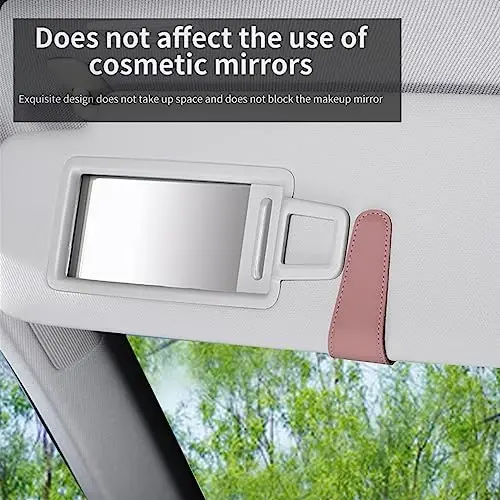 Magnetic Leather Sunglass Holder for Car, Sunglasses Clip for Car Visor, Auto Interior Accessories Universal for Different Size Eyeglasses(Pink) - 3