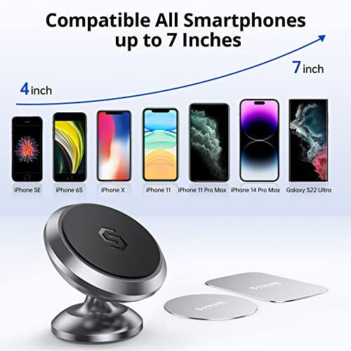Magnetic Phone Car Mount, Syncwire Car Phone Holder, 360° Adjustable Magnet Cell Phone Mount - Gray - 7