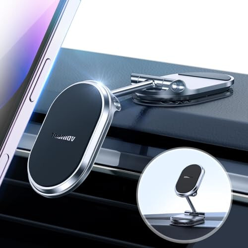 Magnetic Phone Holder for Car Metal Upgrade 6X Magnets Phone Mount Double 360° Rotation Super Sticker Phone Holder Car Mount Easy Install Suitable for Dashboard Screens Compatible with All Phone black - 1