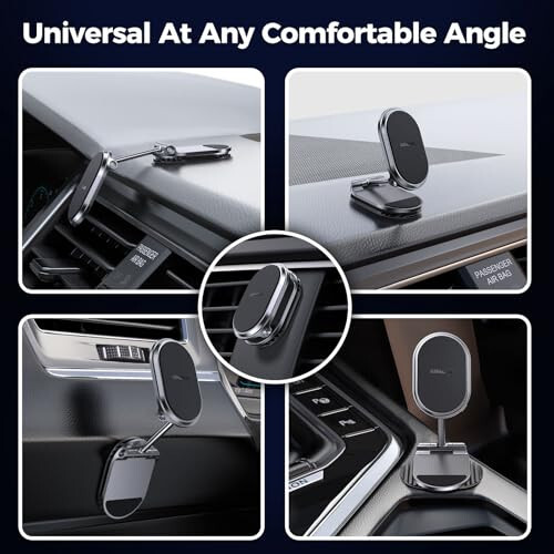 Magnetic Phone Holder for Car Metal Upgrade 6X Magnets Phone Mount Double 360° Rotation Super Sticker Phone Holder Car Mount Easy Install Suitable for Dashboard Screens Compatible with All Phone black - 4