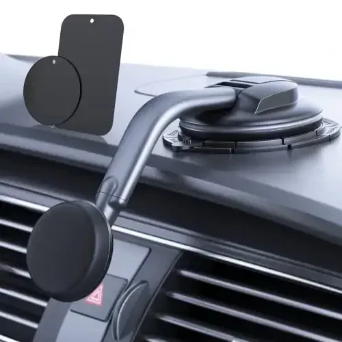 Magnetic Phone Holder for Car, [ Powerful Magnets & Military-Grade Suction] Car Phone Holder Mount Dashboard Windshield Cell Phone Holder Phone Stand for Car iPhone Android Automobile Cradle (Gray) - 1