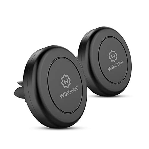 Magnetic Phone Holder for Car, WixGear [2 Pack] Universal Air Vent Magnetic Phone Mount for Car, Car Phone Holder Mount for Cell Phones and Mini Tablets with 4 Metal Plates - WIXGEAR