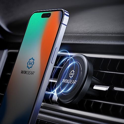 Magnetic Phone Holder for Car, WixGear [2 Pack] Universal Air Vent Magnetic Phone Mount for Car, Car Phone Holder Mount for Cell Phones and Mini Tablets with 4 Metal Plates - WIXGEAR (1)