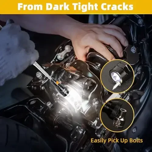 Magnetic Pickup Tool with LED Lights, Telescoping Magnet Flashlight, Cool Gadget Birthday Gifts Christmas Day Gifts for Men, Handyman, Husband, Boyfriend, Him, Father, Dad (2 PACK) - 5