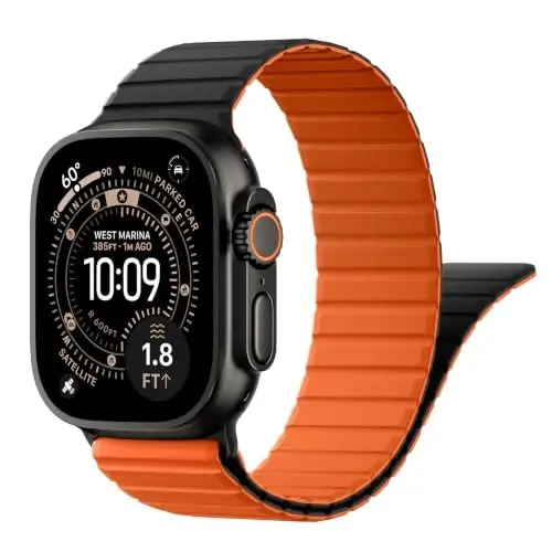 Magnetic Silicone Sport Band for Apple Watch Ultra 3/2 Band 49mm 46mm 45mm 44mm 42mm Men,Quick-Release Adjustment Loop Soft Comfort Waterproof Strap for iWatch Series 11 10 9 8 7 6 5 4 3 SE Ultra - 1