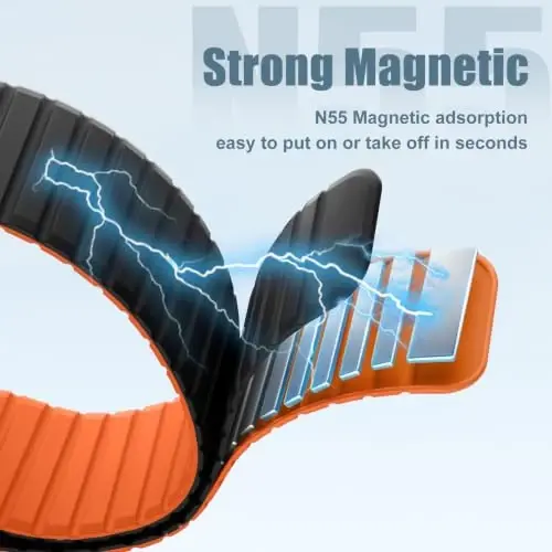 Magnetic Silicone Sport Band for Apple Watch Ultra 3/2 Band 49mm 46mm 45mm 44mm 42mm Men,Quick-Release Adjustment Loop Soft Comfort Waterproof Strap for iWatch Series 11 10 9 8 7 6 5 4 3 SE Ultra - Magnetic (1)