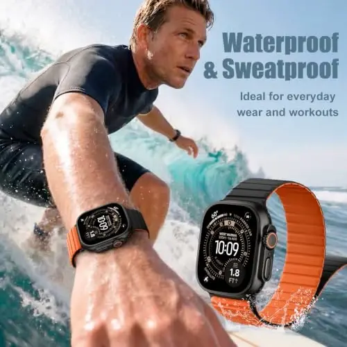 Magnetic Silicone Sport Band for Apple Watch Ultra 3/2 Band 49mm 46mm 45mm 44mm 42mm Men,Quick-Release Adjustment Loop Soft Comfort Waterproof Strap for iWatch Series 11 10 9 8 7 6 5 4 3 SE Ultra - 6