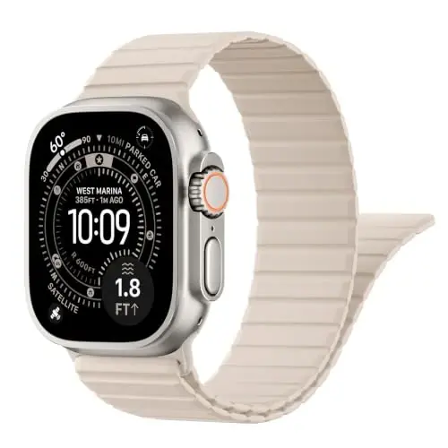 Magnetic Silicone Sport Band for Apple Watch Ultra 3/2 Band 49mm 46mm 45mm 44mm 42mm Men,Quick-Release Adjustment Loop Soft Comfort Waterproof Strap for iWatch Series 11 10 9 8 7 6 5 4 3 SE Ultra - 1