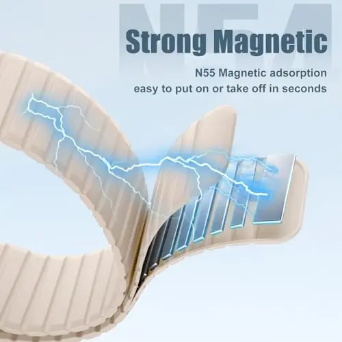 Magnetic Silicone Sport Band for Apple Watch Ultra 3/2 Band 49mm 46mm 45mm 44mm 42mm Men,Quick-Release Adjustment Loop Soft Comfort Waterproof Strap for iWatch Series 11 10 9 8 7 6 5 4 3 SE Ultra - Magnetic (1)