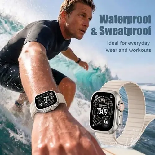 Magnetic Silicone Sport Band for Apple Watch Ultra 3/2 Band 49mm 46mm 45mm 44mm 42mm Men,Quick-Release Adjustment Loop Soft Comfort Waterproof Strap for iWatch Series 11 10 9 8 7 6 5 4 3 SE Ultra - 6