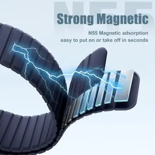 Magnetic Silicone Strap for Apple Watch Band 46mm 42 44 40 49mm Men Women | Soft Loop Strap for iWatch Ultra 4/3/2 Series 12 11 10 9 8 7 6 5 4 SE 49mm 46mm 42mm 44mm 40mm 45mm 41mm 38mm Upgraded Magnet - Magnetic (1)