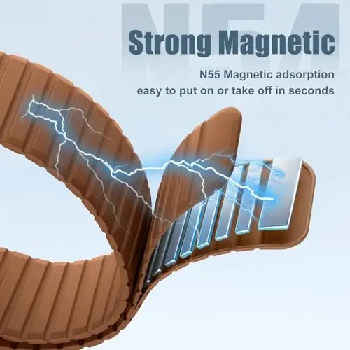 Magnetic Silicone Strap for Apple Watch Band 46mm 42 44 40 49mm Men Women | Soft Loop Strap for iWatch Ultra 4/3/2 Series 12 11 10 9 8 7 6 5 4 SE 49mm 46mm 42mm 44mm 40mm 45mm 41mm 38mm Upgraded Magnet - Magnetic (1)