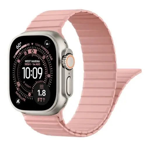 Magnetic Silicone Strap for Apple Watch Band 46mm 42 44 40 49mm Men Women | Soft Loop Strap for iWatch Ultra 4/3/2 Series 12 11 10 9 8 7 6 5 4 SE 49mm 46mm 42mm 44mm 40mm 45mm 41mm 38mm Upgraded Magnet - 1