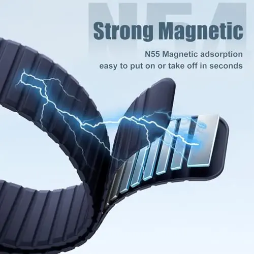 Magnetic Silicone Strap for Apple Watch Band 46mm 42 44 40 49mm Men Women | Soft Loop Strap for iWatch Ultra 4/3/2 Series 12 11 10 9 8 7 6 5 4 SE 49mm 46mm 42mm 44mm 40mm 45mm 41mm 38mm Upgraded Magnet - 2