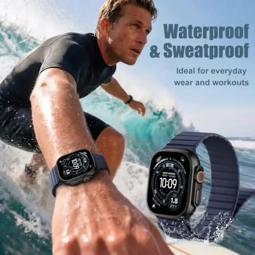 Magnetic Silicone Strap for Apple Watch Band 46mm 42 44 40 49mm Men Women | Soft Loop Strap for iWatch Ultra 4/3/2 Series 12 11 10 9 8 7 6 5 4 SE 49mm 46mm 42mm 44mm 40mm 45mm 41mm 38mm Upgraded Magnet - 6
